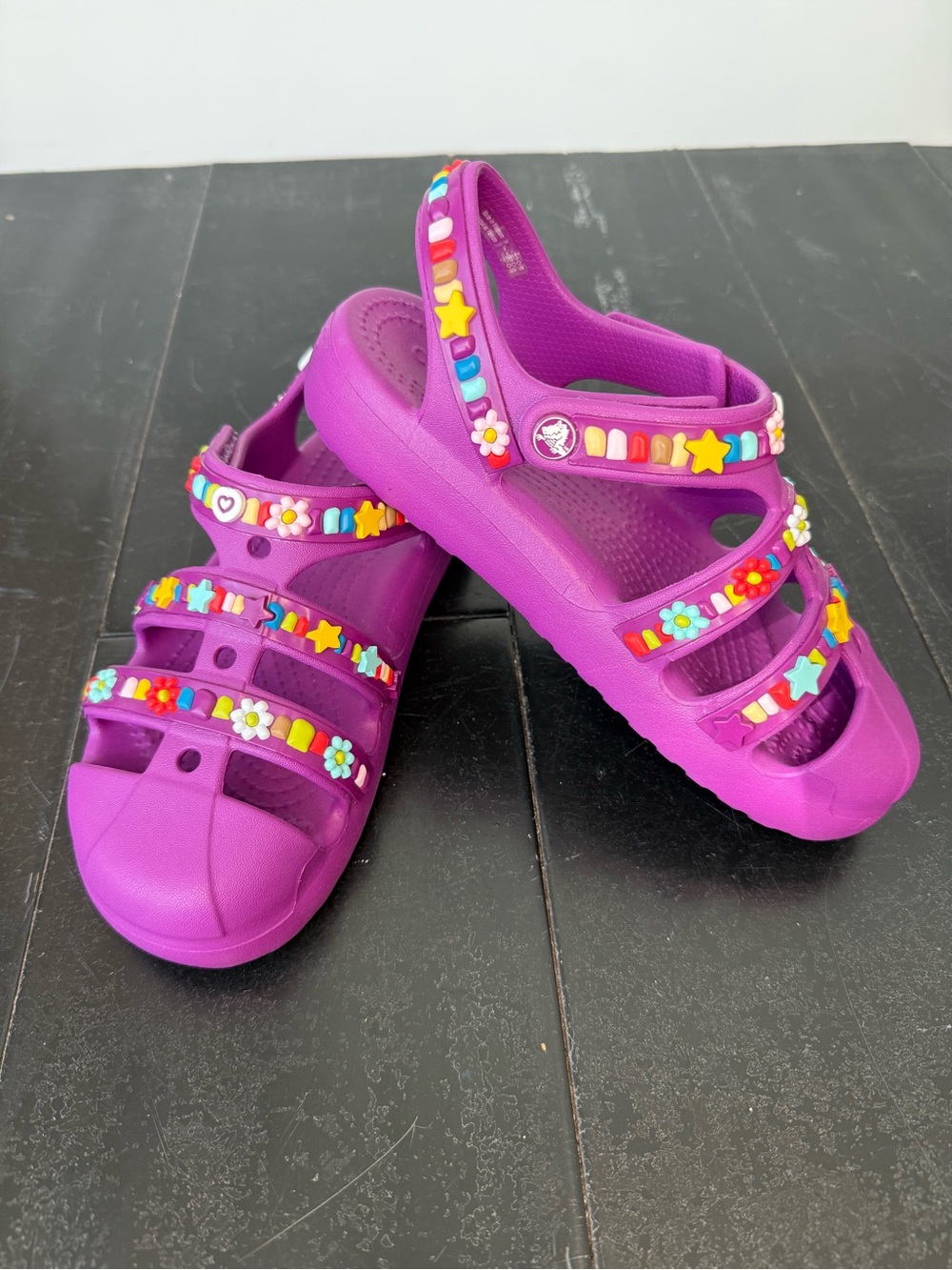 CROCS Kids’ Beaded Fisherman Clogs - Purple
